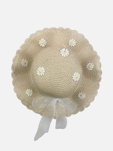 straw daisy hat || beige