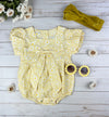 puff sleeve daisy onesie || yellow