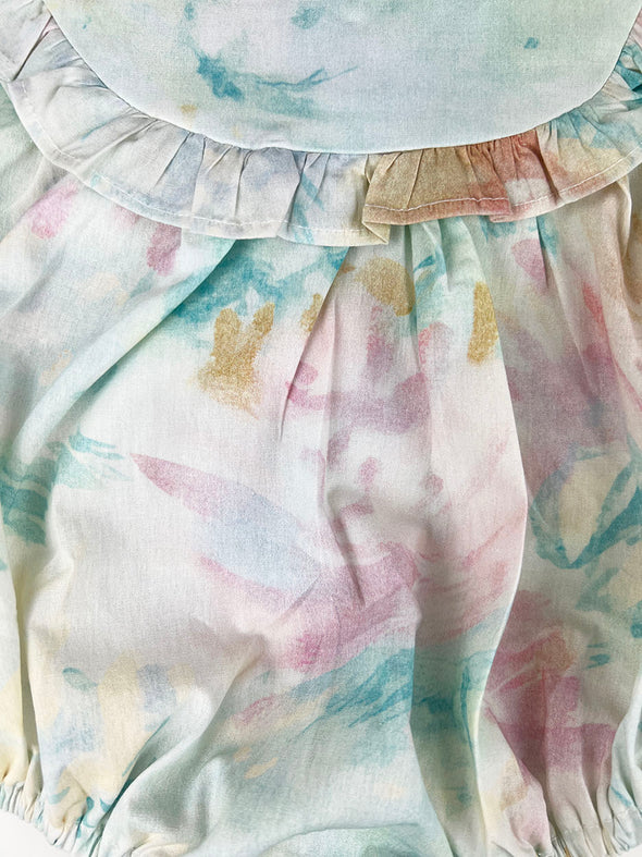 watercolor ruffle onesie || pastel