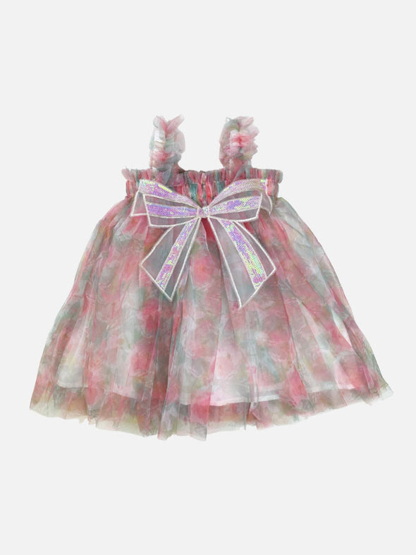 big bow tulle dress || pink floral