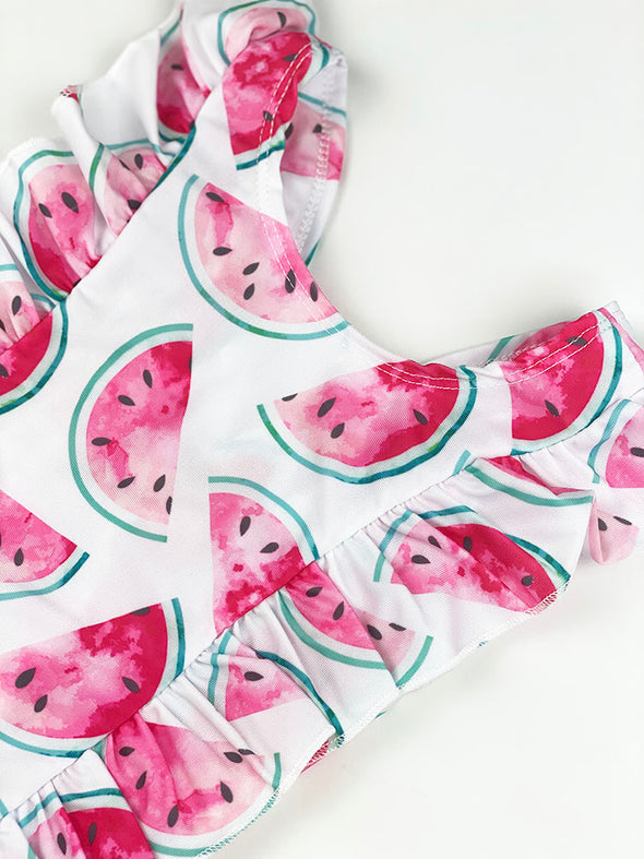 ruffle swimsuit || watermelon