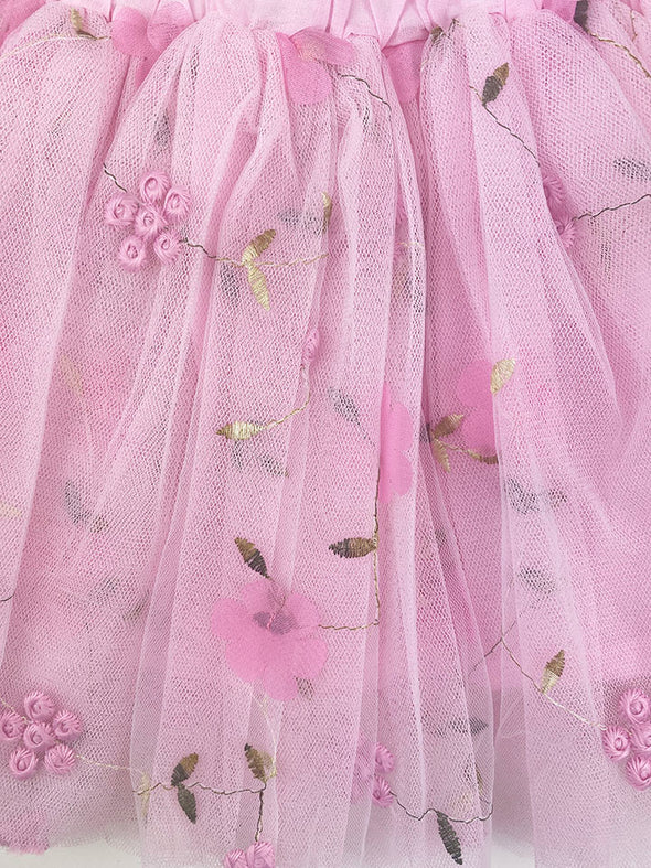 angelica embroidered tulle skirt || begonia pink