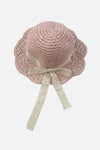 rattan lace bow hat || pink