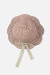 rattan lace bow hat || pink