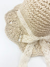 rattan lace bow hat || beige
