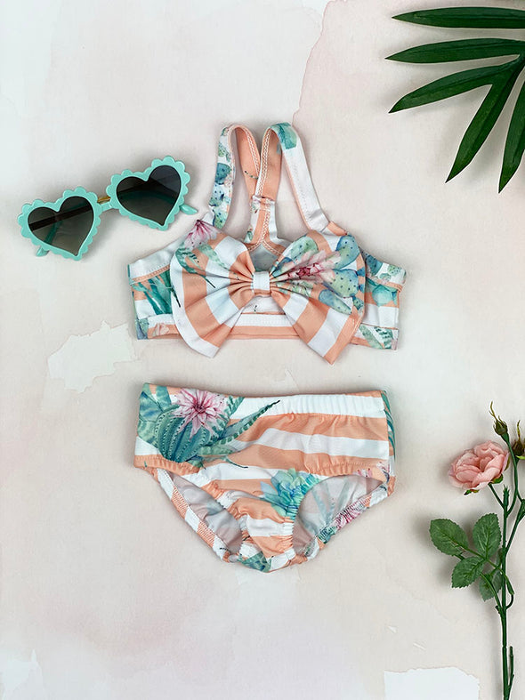 bow bikini || cactus flower