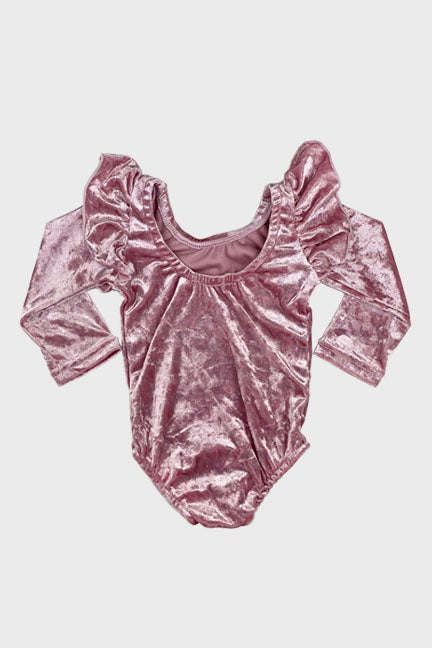 crushed velvet ruffle onesie || pink icing