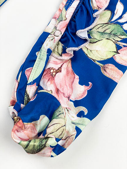long sleeve footed onesie || blue floral