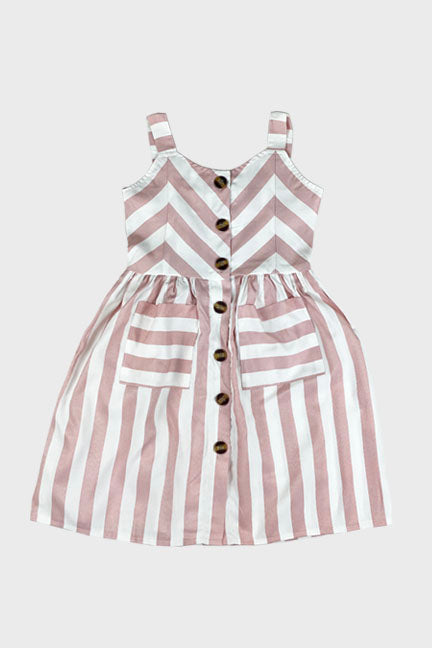 chevron striped dress || rose