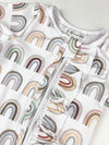long sleeve ruffle onesie || vintage rainbow