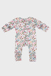 long sleeve ruffle onesie || peony floral