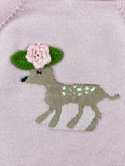 knit ruffle deer onesie || rose