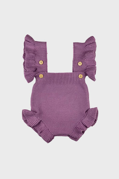 knitted suspender romper || orchid