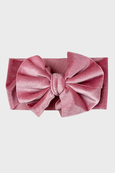 velvet big bow headband || dusty rose