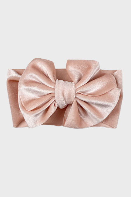 velvet big bow headband || pearl pink