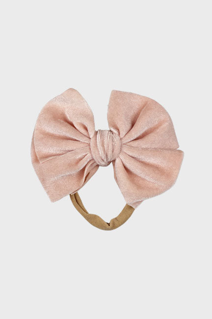 velvet bow headband || pearl pink