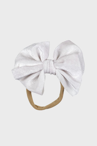 velvet bow headband || white