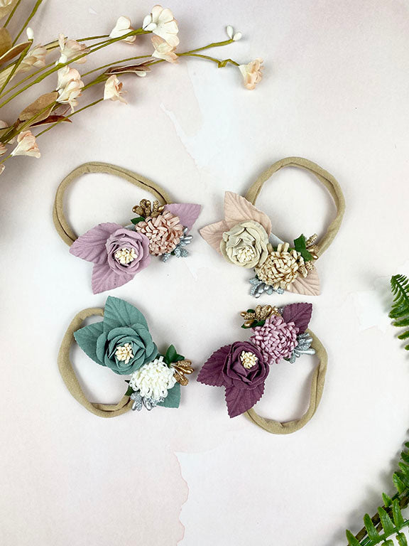 embellished floral headband || violet quartz