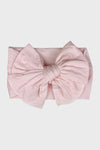 nylon big bow headband || powder pink