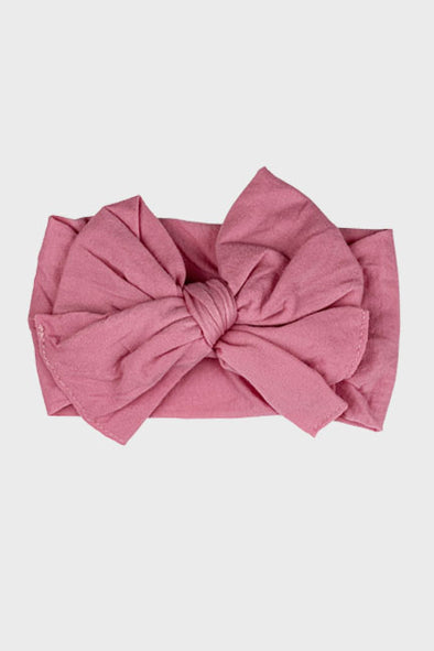 nylon big bow headband || wild rose