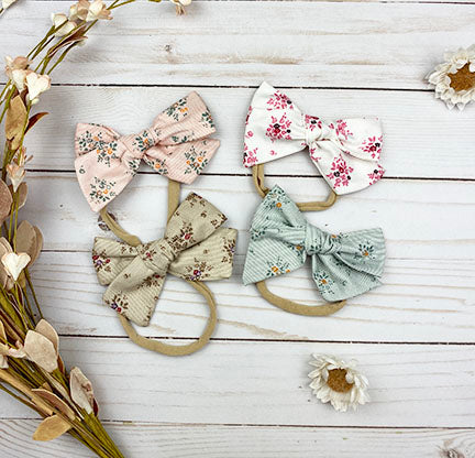 floral bow headband || fuchsia