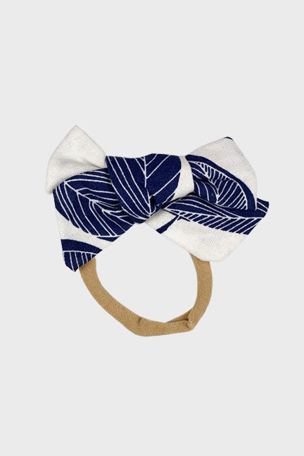 tropical bow headband || navy