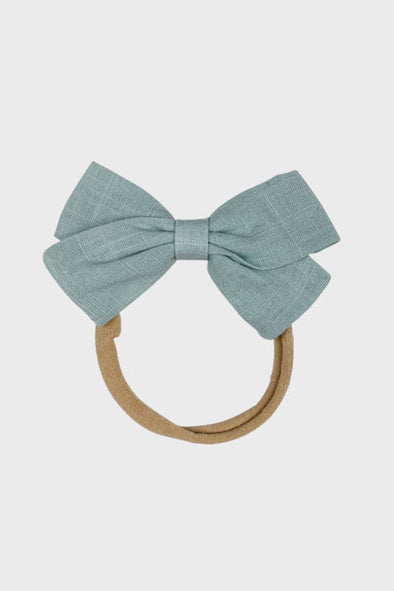 linen bow headband || sea foam