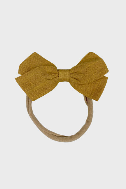 linen bow headband || gold
