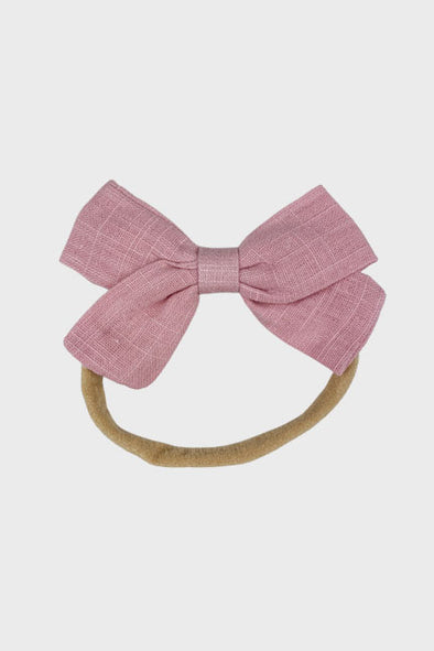 linen bow headband || rose