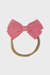 linen bow headband || flamingo