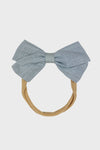 linen bow headband || vintage blue