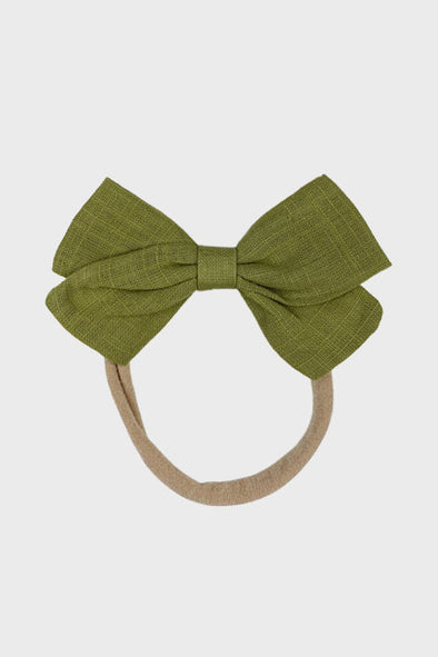 linen bow headband || moss