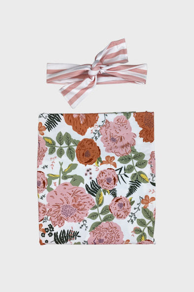 swaddle blanket set || garden floral