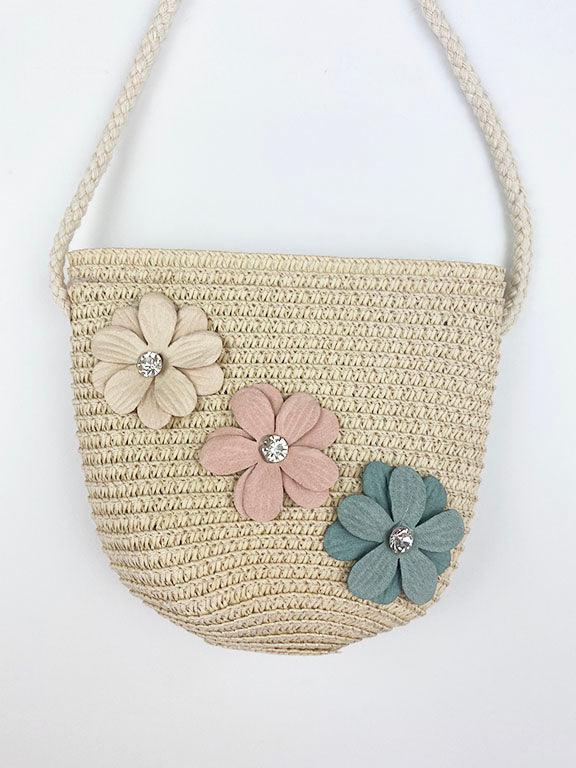 straw flower purse || beige