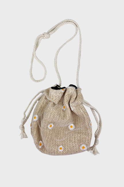 straw daisy purse || beige