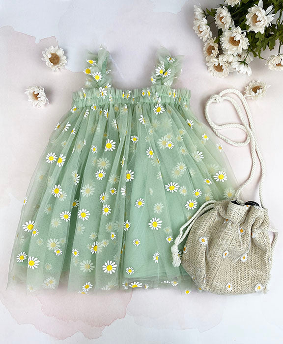 tulle daisy dress || mint