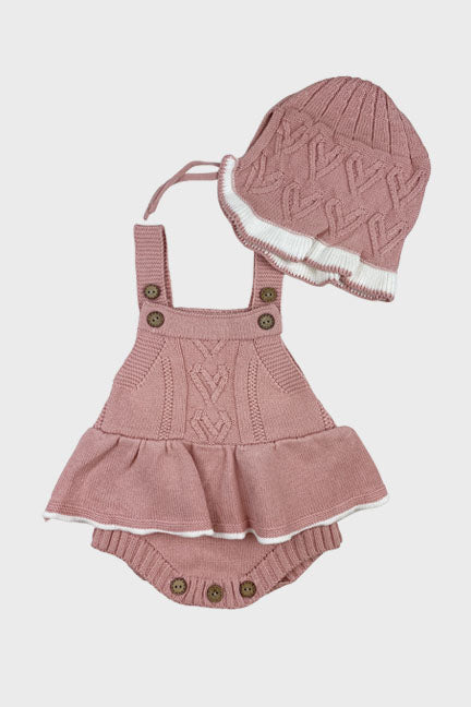 fiona knitted 2 pc set || rose/white