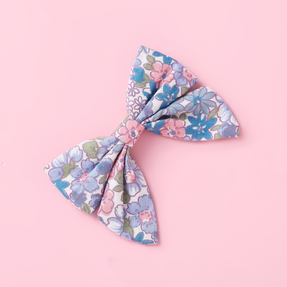 floral bow hair clip || pinky blues