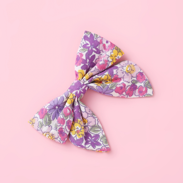floral bow hair clip || lavender