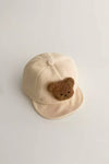 infant fuzzy bear hat || cream