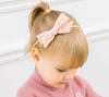 velvet bow headband || powder pink