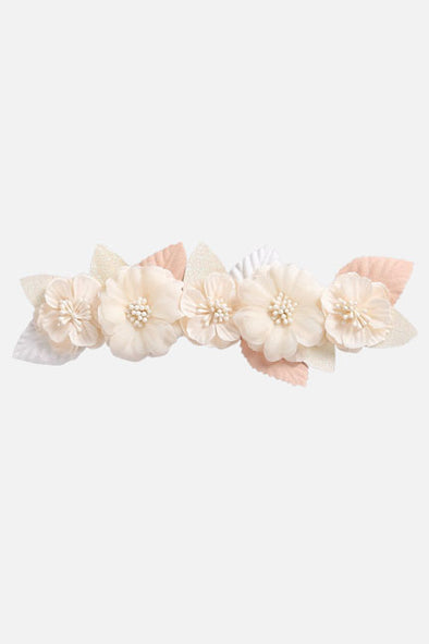 embellished floral sparkle headband || cream