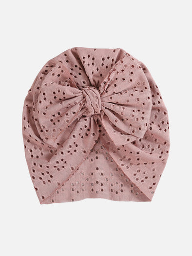 eyelet big bow head wrap || mauve