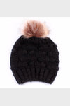crochet knit beanie with pom || black
