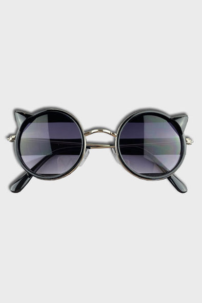 cat sunglasses || black silver