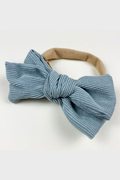 corduroy bow headband || cloud blue
