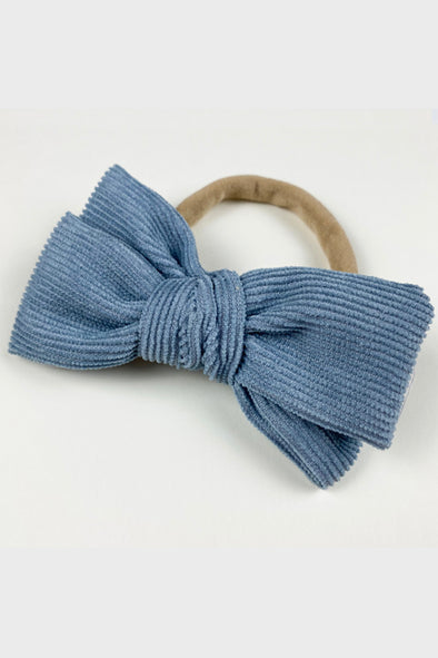 corduroy bow headband || starlight blue