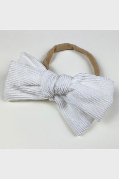 corduroy bow headband || white