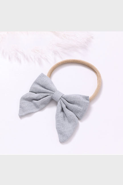 linen bow headband || vintage gray
