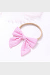 linen bow headband || pink